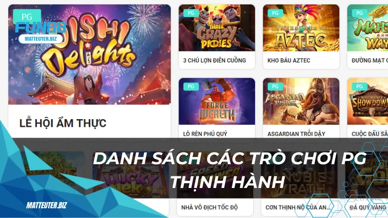 Danh sách các trò chơi PG thịnh hành tại Fun88